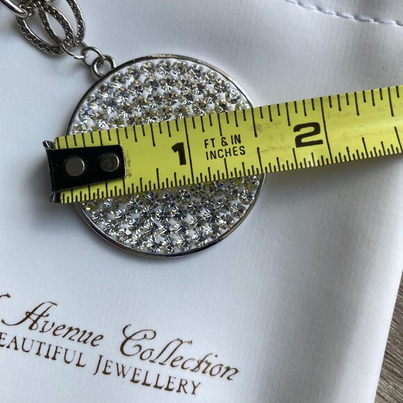 FAC Pave Crystal Pave Silver Tone Statement Necklace - Picture 7 of 9